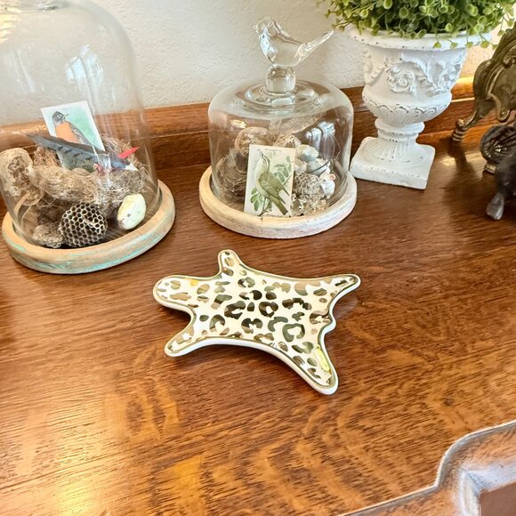 Leopard Jewelry Tray Porcelain 6" Gold and white - Picture 5 of 9